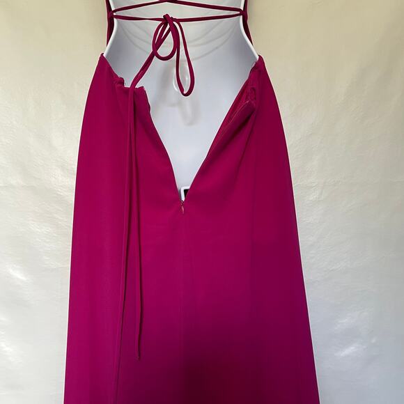 Lulus Strappy to be Here Maxi Dress Sz Small Fuchsia Corsette Apron Neck Prom - Picture 8 of 16